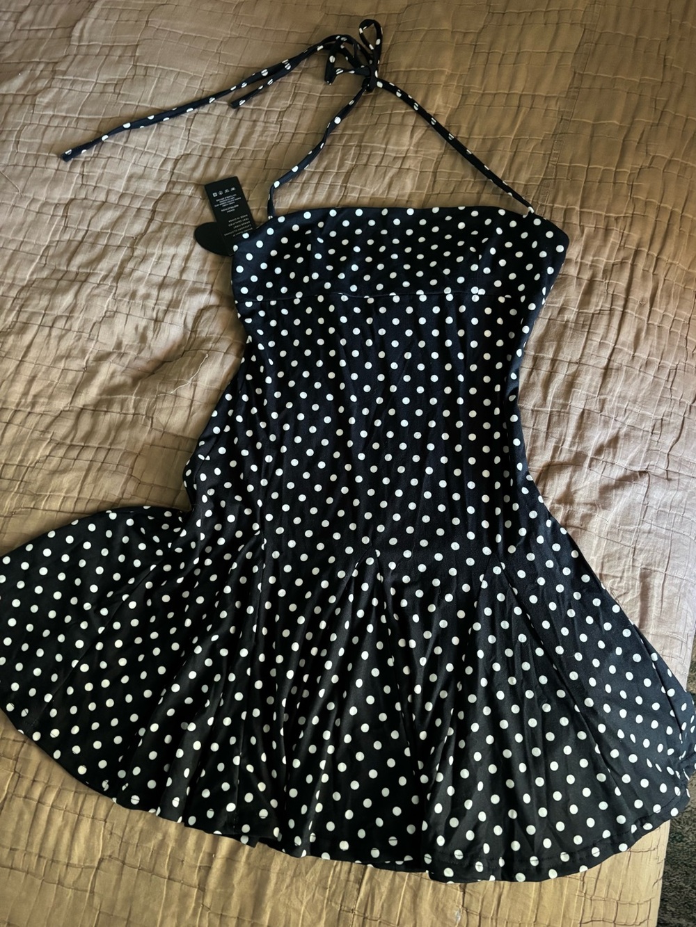 Black & White Polka Dot Halter Dress